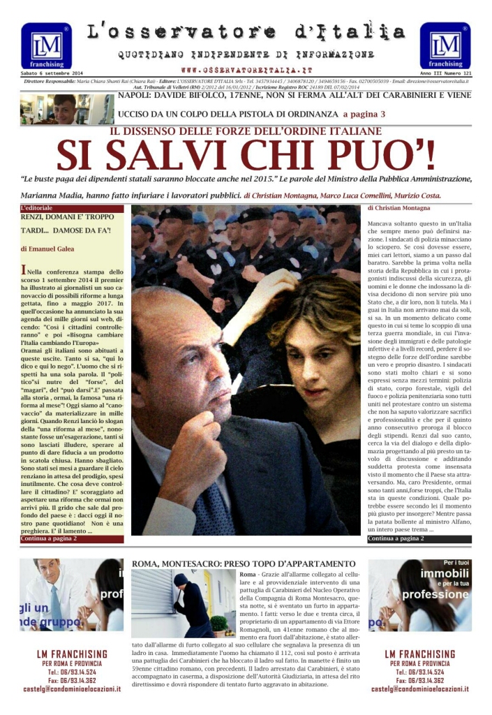 L'osservatore d'Italia edizione del 6 Settembre 2014